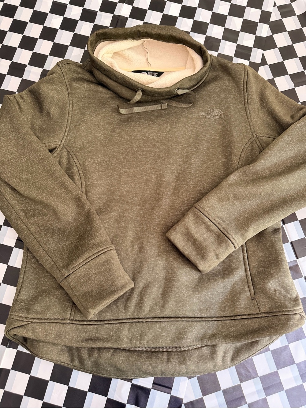 The North Face Women Olive Green Fleece-Lined Pullover Hoodie